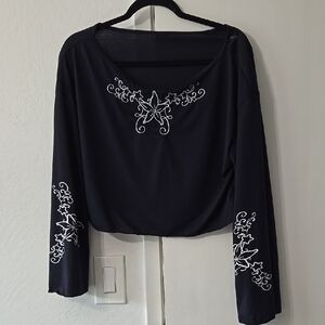 Embroidered Black Women's Top